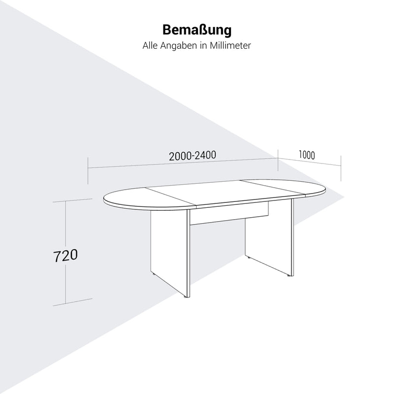 OPTIMA Konferenztisch | 2000-2400 x 1000 mm (6-8 Sitzplätze), oval - 11 Main Image