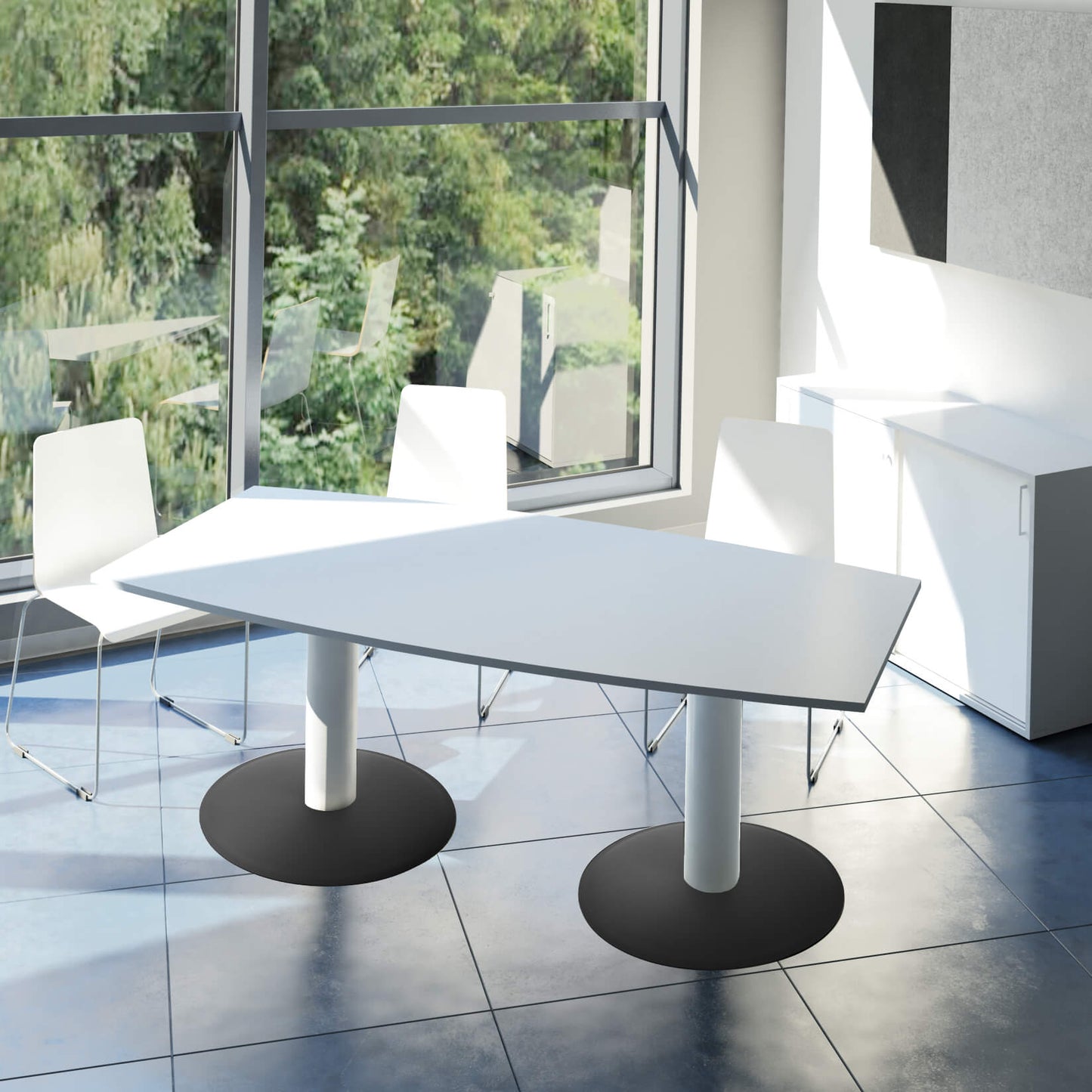 OPTIMA conference table | Boat shape, 1800 x 1000 mm (6 - 8 people), pearl gray