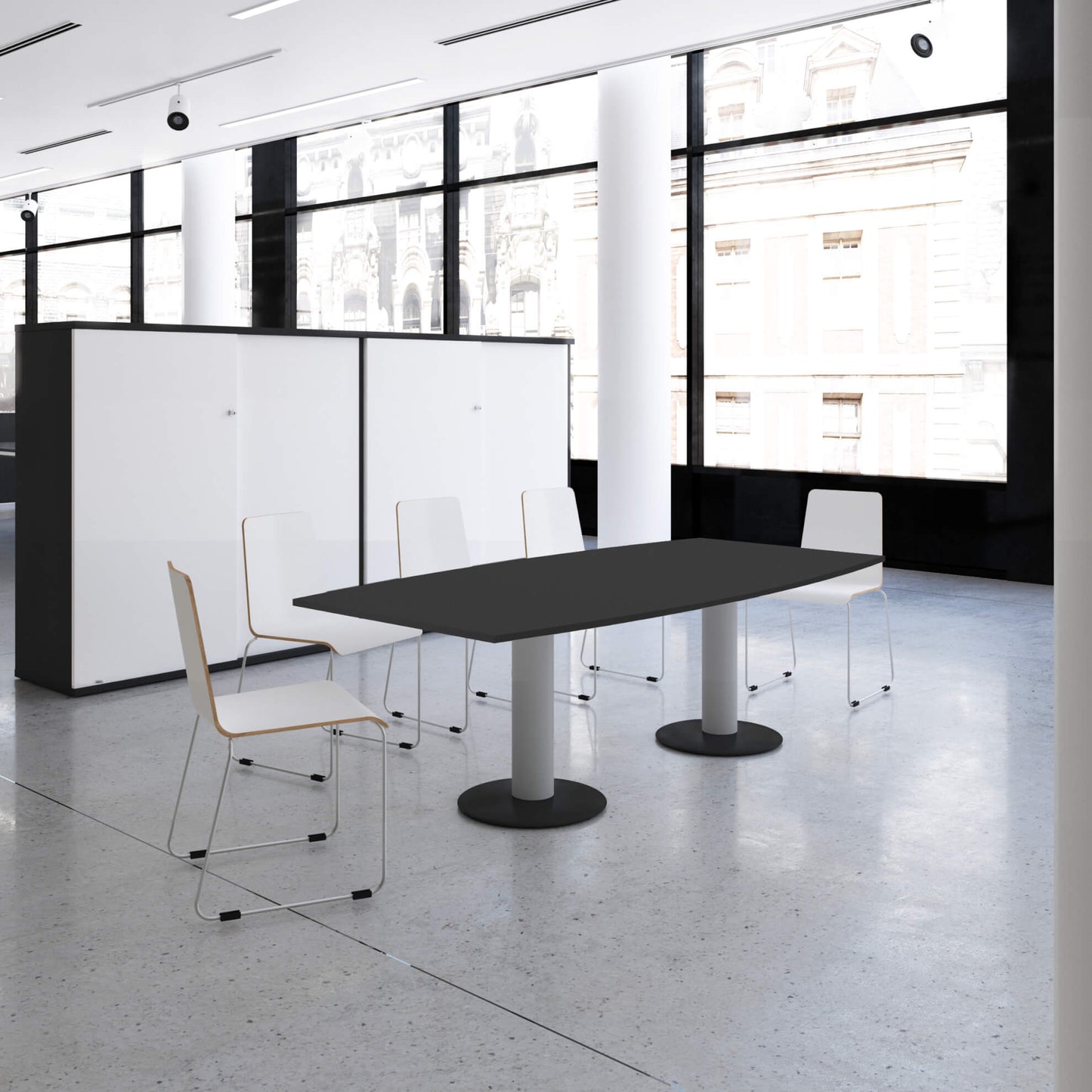 OPTIMA conference table | Boat shape, 2000 x 1000 mm (6 - 8 people), anthracite