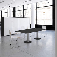 OPTIMA conference table | Boat shape, 2000 x 1000 mm (6 - 8 people), anthracite