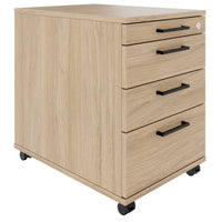 OPTIMA PRO Conteneur en rouleau | 3 tiroirs métalliques + 1 petites pièces, fermeture douce, chêne ambre