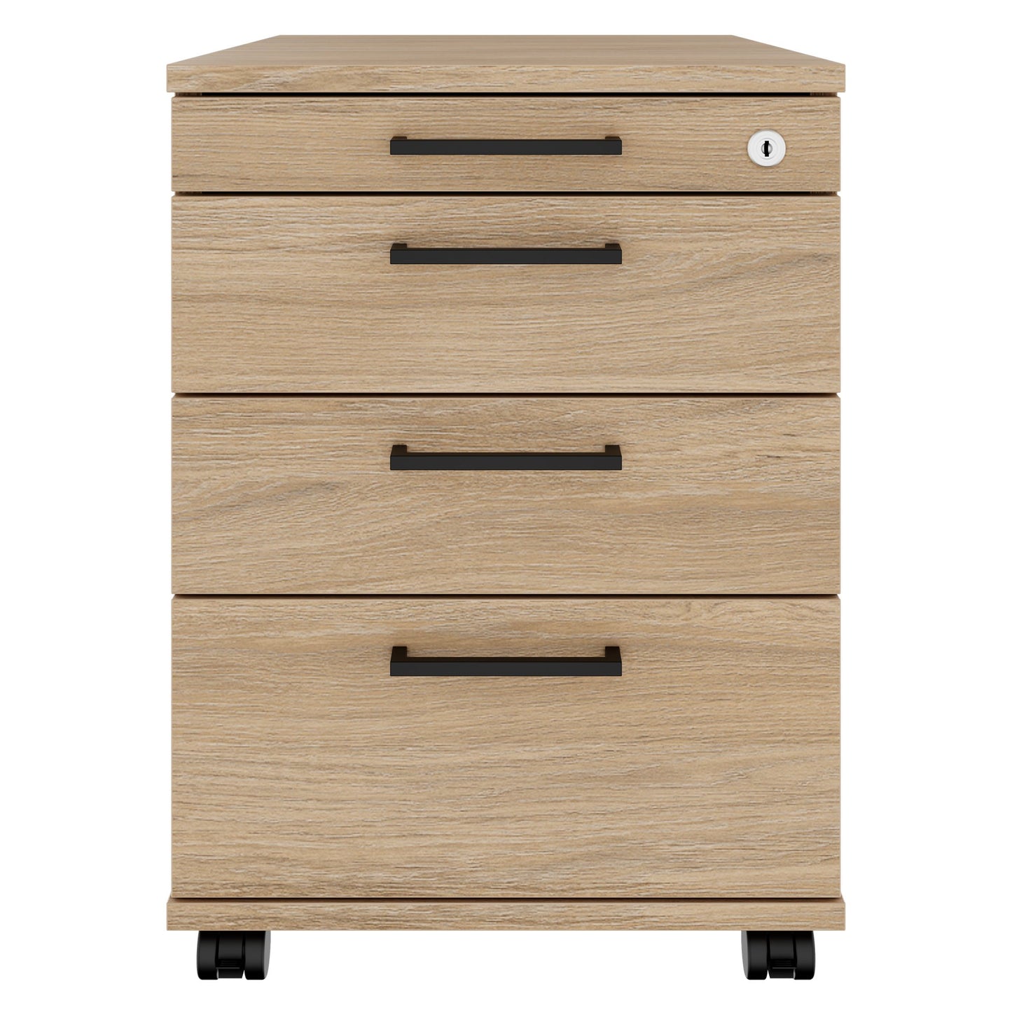 OPTIMA PRO Conteneur en rouleau | 3 tiroirs métalliques + 1 petites pièces, fermeture douce, chêne ambre