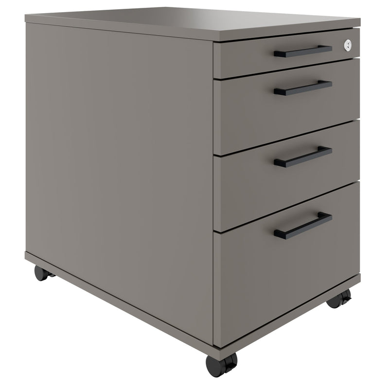OPTIMA PRO Rollcontainer | 3 Metallschubladen + 1 Kleinteilefach, Soft Close, Cubanitgrau - 1 Main Image