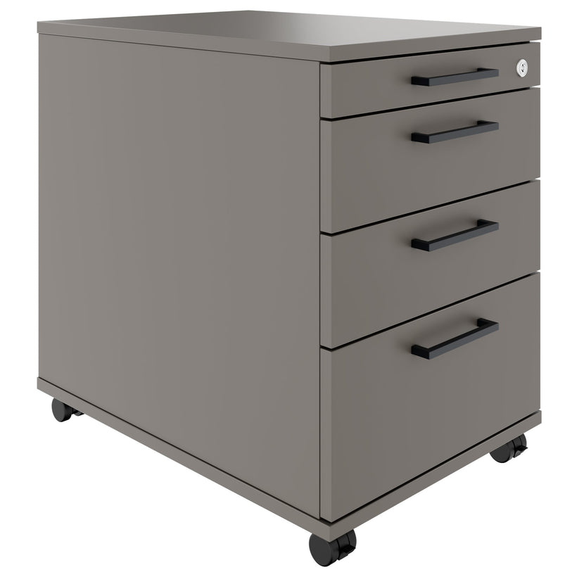OPTIMA PRO Conteneur en rouleau | 3 tiroirs métalliques + 1 petites pièces, ferme douce, gris cubanite