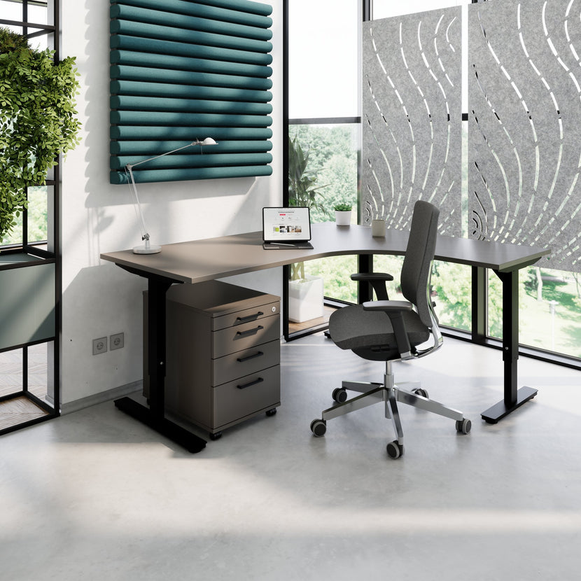 OPTIMA PRO Conteneur en rouleau | 3 tiroirs métalliques + 1 petites pièces, ferme douce, gris cubanite