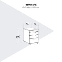 OPTIMA PRO Rollcontainer | 3 Metallschubladen + 1 Kleinteilefach, Soft Close, Cubanitgrau