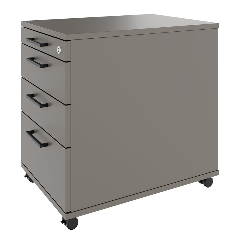 OPTIMA PRO Conteneur en rouleau | 3 tiroirs métalliques + 1 petites pièces, ferme douce, gris cubanite