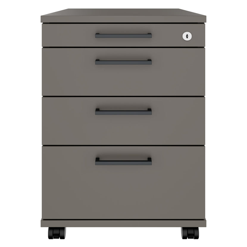 OPTIMA PRO Conteneur en rouleau | 3 tiroirs métalliques + 1 petites pièces, ferme douce, gris cubanite