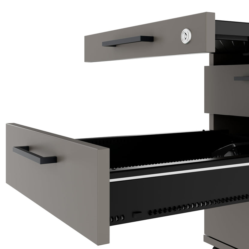 OPTIMA PRO Conteneur en rouleau | 3 tiroirs métalliques + 1 petites pièces, ferme douce, gris cubanite