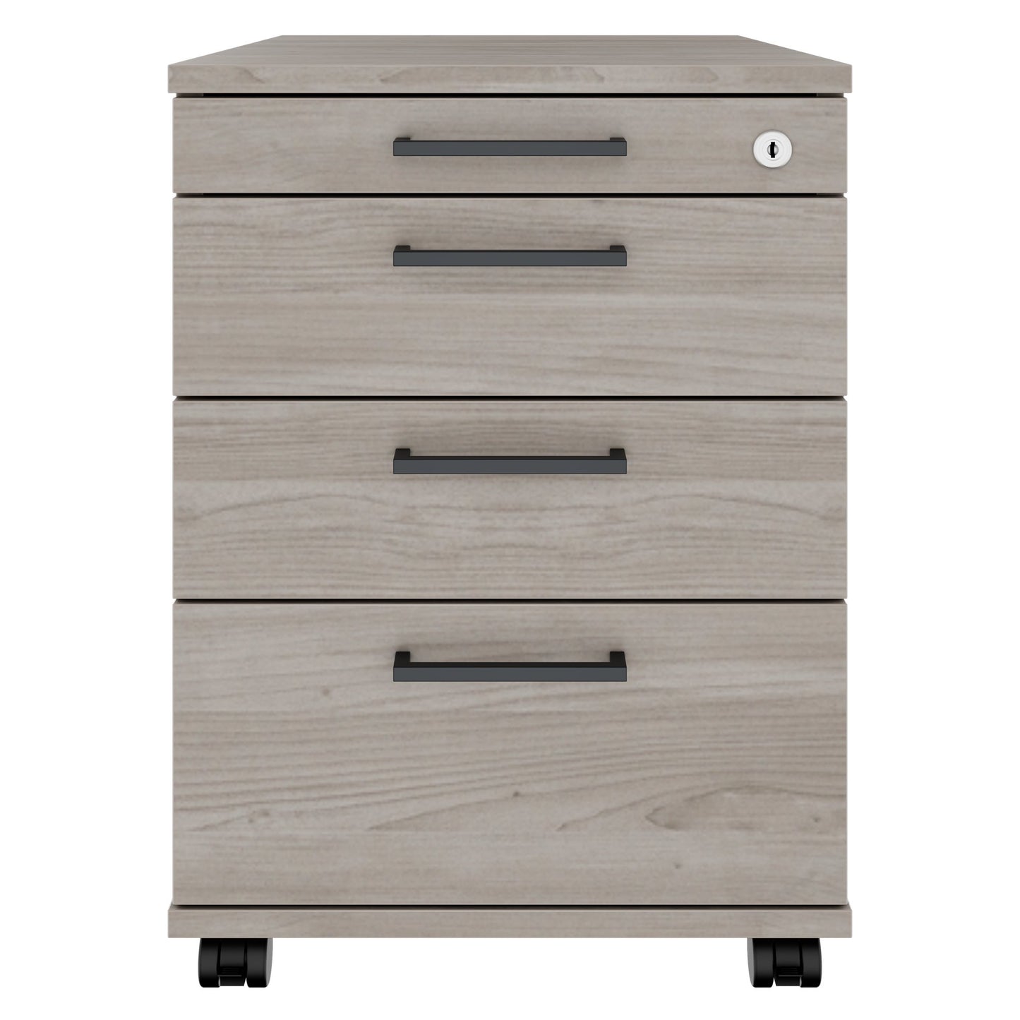 OPTIMA PRO Container rotolo | 3 cassetti di metallo + 1 Piccole parti, morbido vicino, grigio di quercia nord