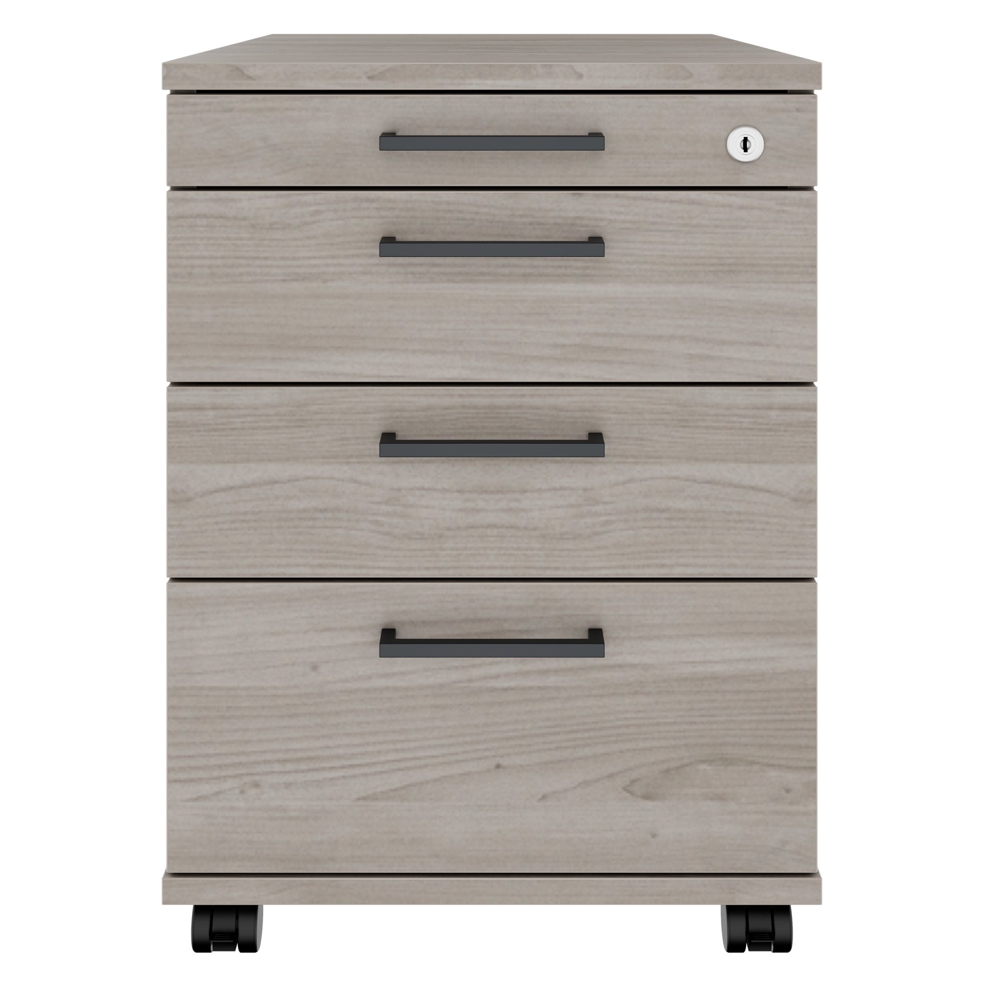 OPTIMA PRO Container rotolo | 3 cassetti di metallo + 1 Piccole parti, morbido vicino, grigio di quercia nord