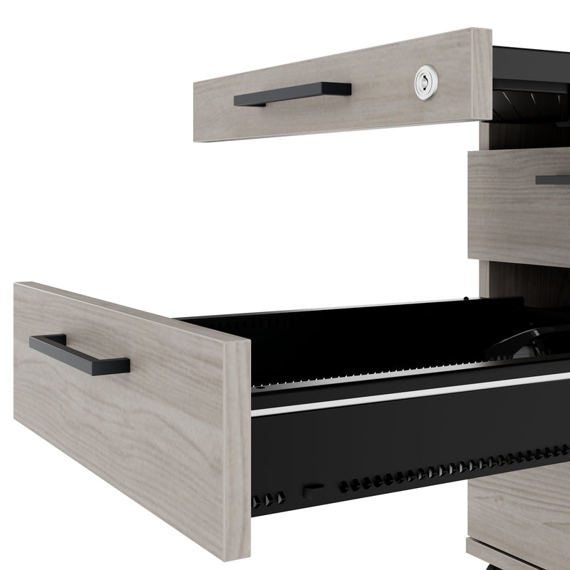 OPTIMA PRO Conteneur en rouleau | 3 tiroirs métalliques + 1 petites pièces, ferme douce, gris de chêne nord - 9 Main Image