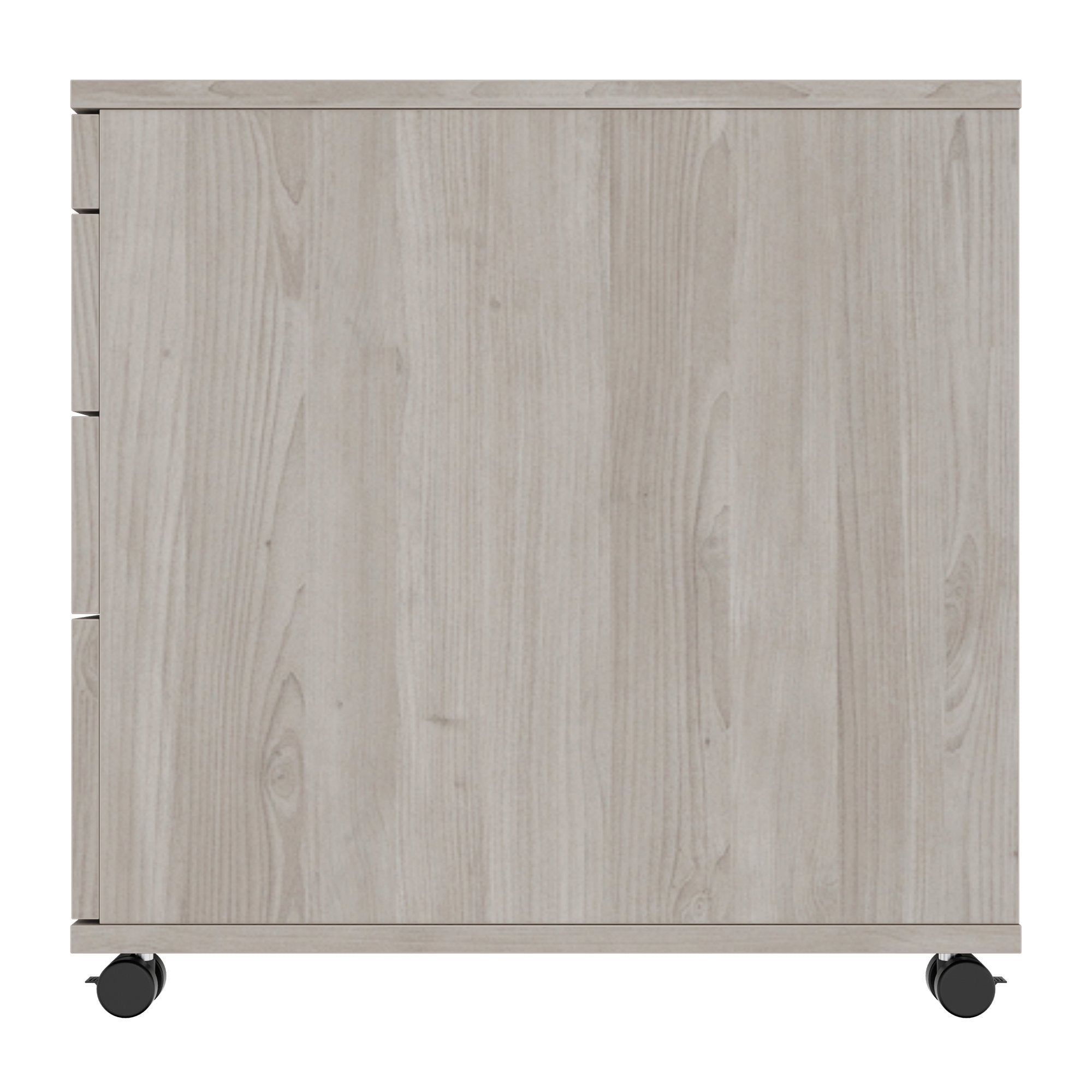 OPTIMA PRO Container rotolo | 3 cassetti di metallo + 1 Piccole parti, morbido vicino, grigio di quercia nord