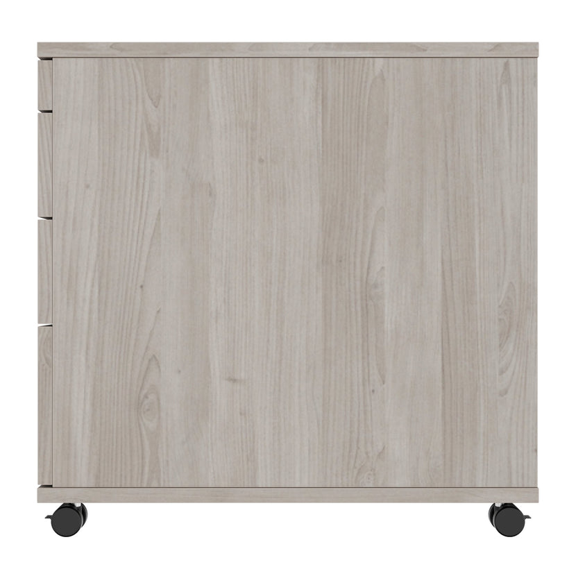 OPTIMA PRO Container rotolo | 3 cassetti di metallo + 1 Piccole parti, morbido vicino, grigio di quercia nord