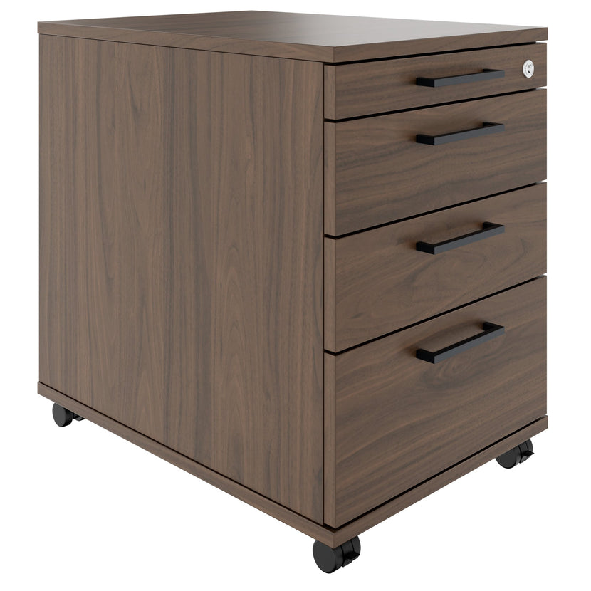 OPTIMA PRO Rollcontainer | 3 Metallschubladen + 1 Kleinteilefach, Soft Close, Nussbaum