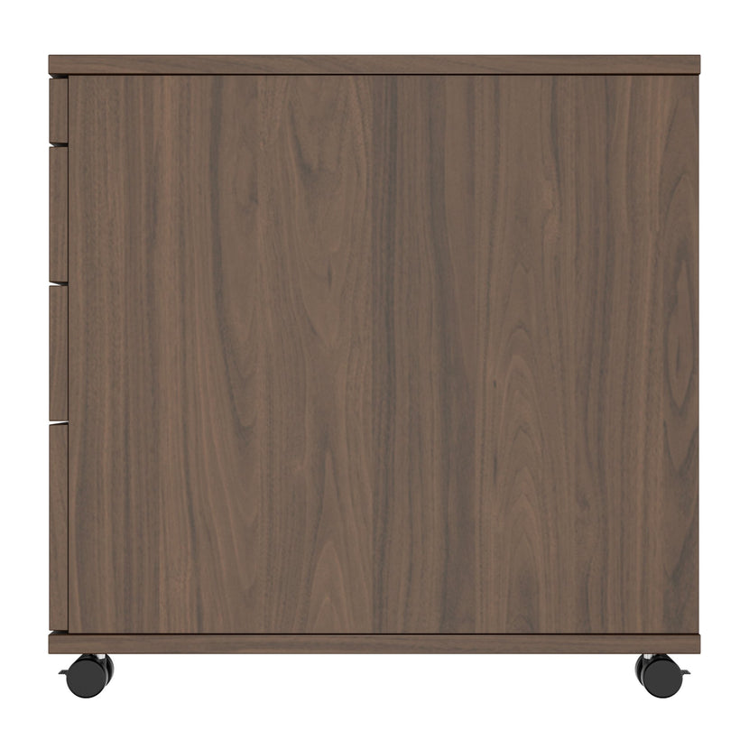 OPTIMA PRO Rollcontainer | 3 Metallschubladen + 1 Kleinteilefach, Soft Close, Nussbaum