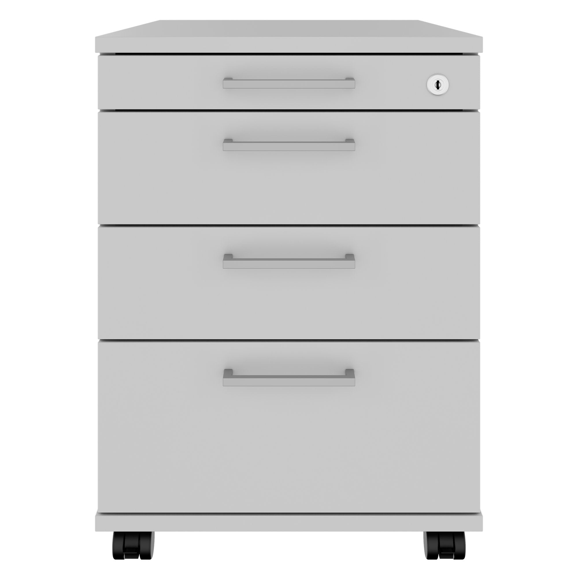 OPTIMA PRO Conteneur en rouleau | 3 tiroirs métalliques + 1 petites pièces, ferme douce, gris perlé