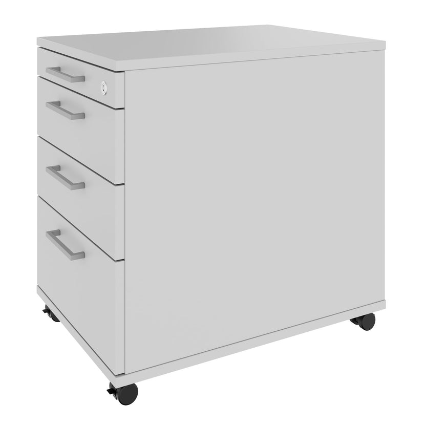 OPTIMA PRO Conteneur en rouleau | 3 tiroirs métalliques + 1 petites pièces, ferme douce, gris perlé