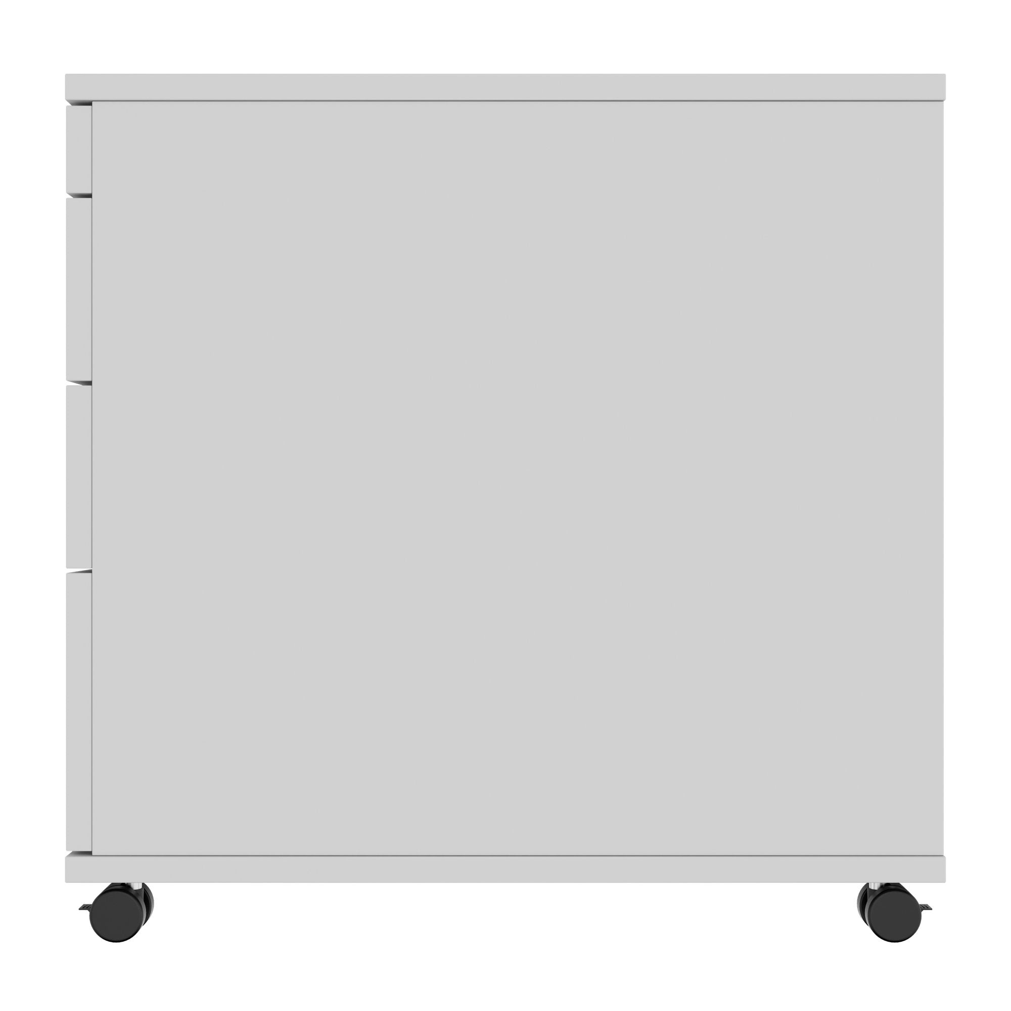 OPTIMA PRO Conteneur en rouleau | 3 tiroirs métalliques + 1 petites pièces, ferme douce, gris perlé