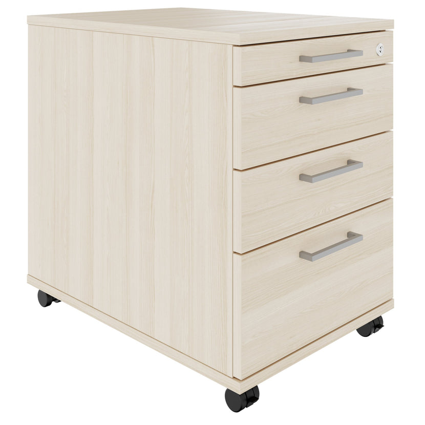 OPTIMA PRO Conteneur en rouleau | 3 tiroirs métalliques + 1 petites pièces, ferme douce, cendres de sable