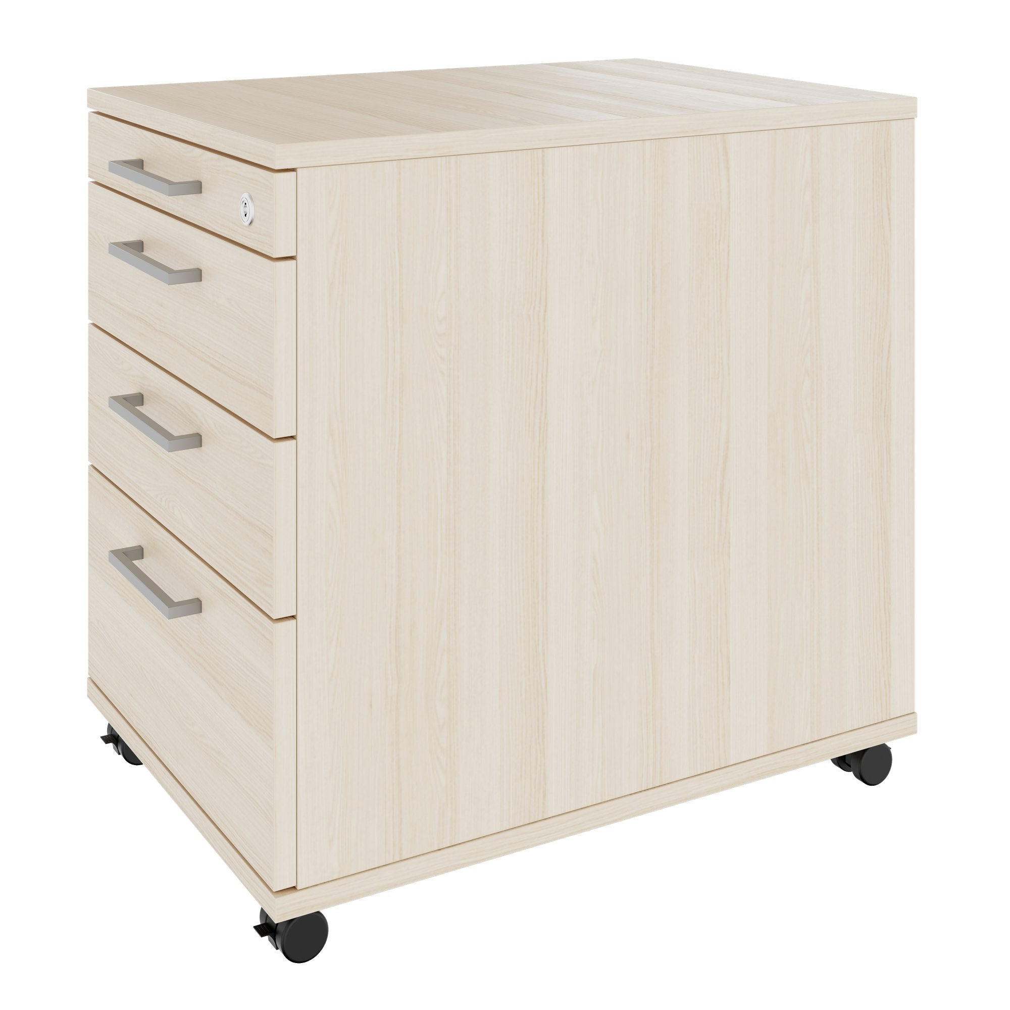 OPTIMA PRO Conteneur en rouleau | 3 tiroirs métalliques + 1 petites pièces, ferme douce, cendres de sable