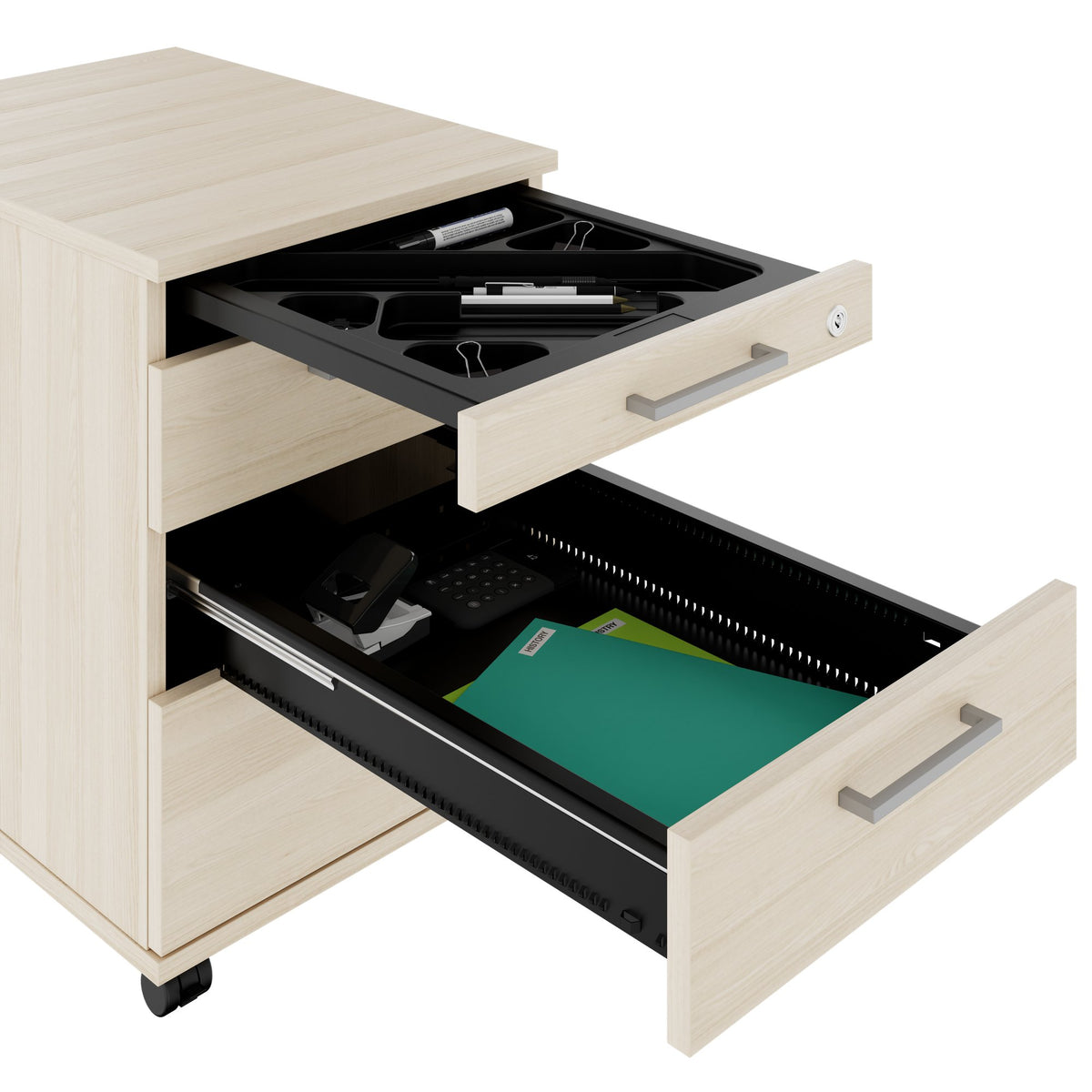 OPTIMA PRO Roll container | 3 metal drawers + 1 small parts, soft close, sand ash - 8 Lightbox Main Image