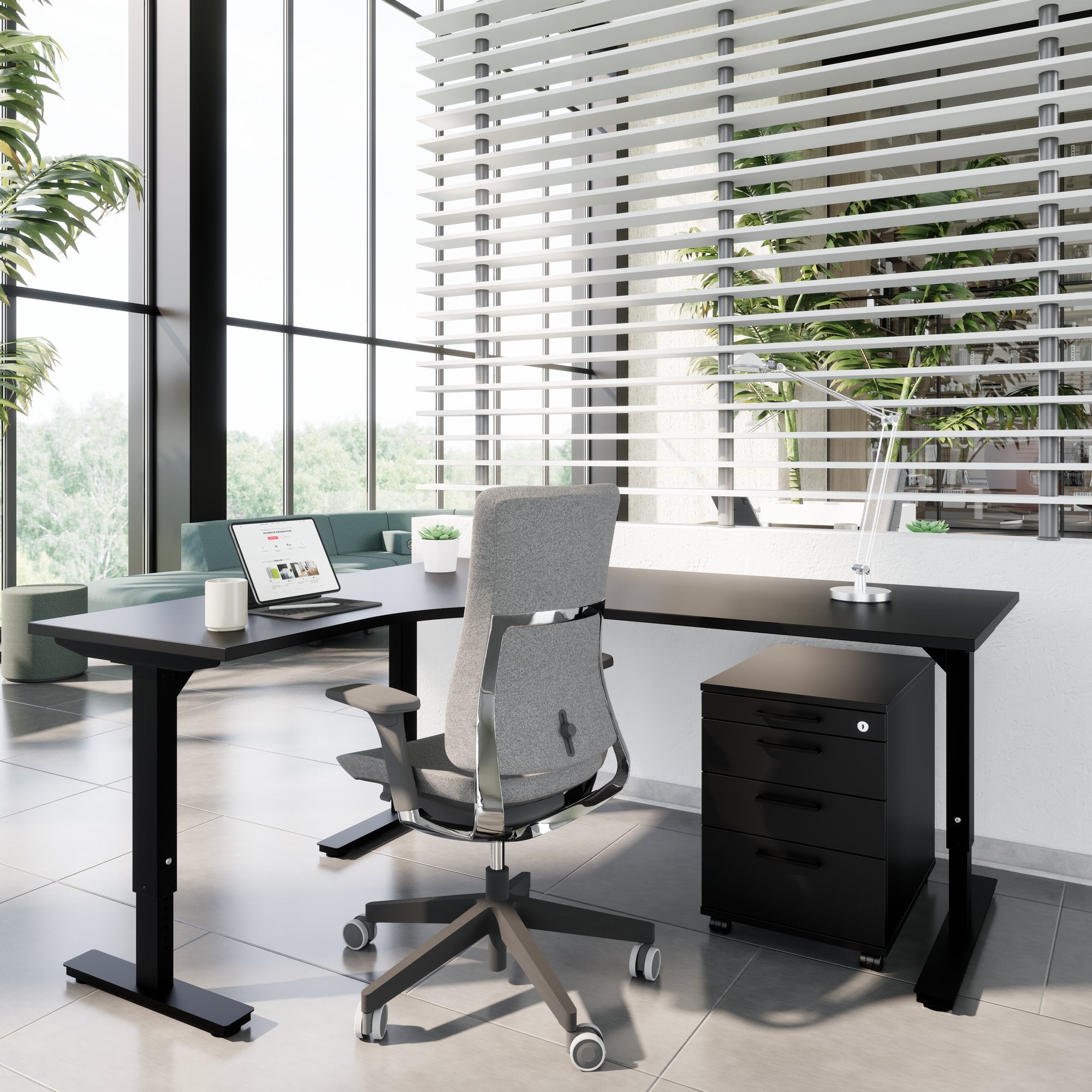 OPTIMA PRO Conteneur en rouleau | 3 tiroirs métalliques + 1 petites pièces, ferme douce, noir