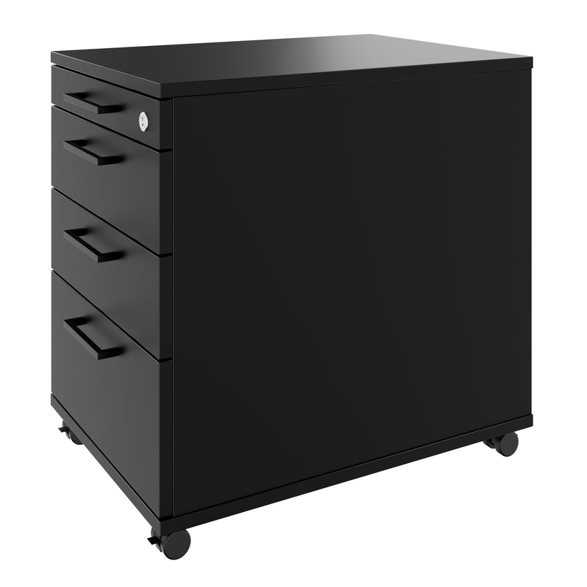 OPTIMA PRO Conteneur en rouleau | 3 tiroirs métalliques + 1 petites pièces, ferme douce, noir
