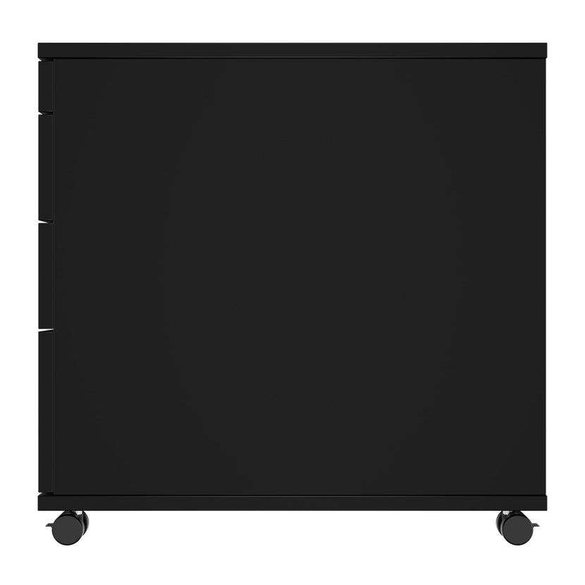 OPTIMA PRO Conteneur en rouleau | 3 tiroirs métalliques + 1 petites pièces, ferme douce, noir