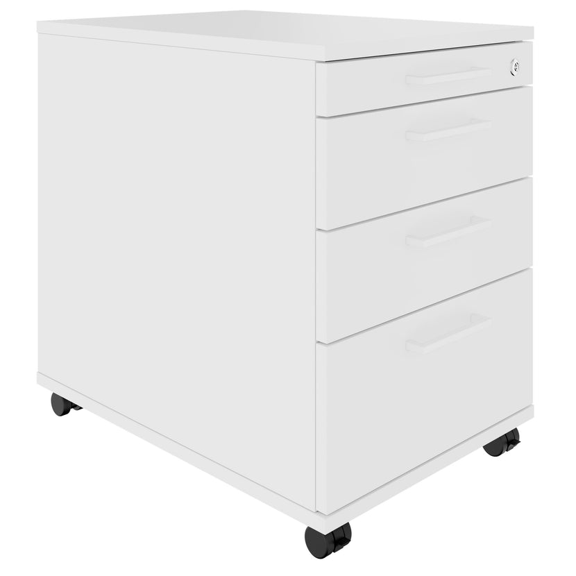 OPTIMA PRO Conteneur en rouleau | 3 tiroirs métalliques + 1 petites pièces, ferme douce, blanc