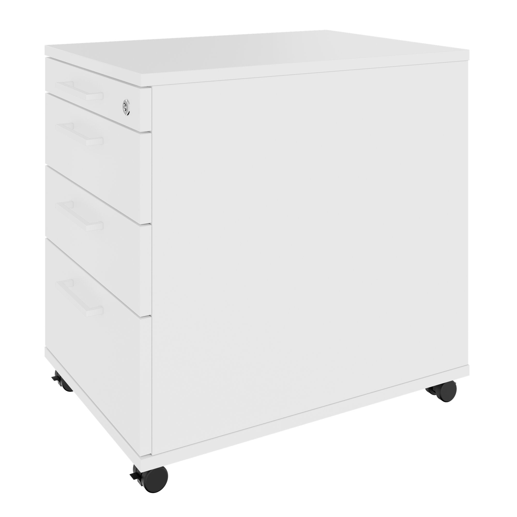 OPTIMA PRO Conteneur en rouleau | 3 tiroirs métalliques + 1 petites pièces, ferme douce, blanc