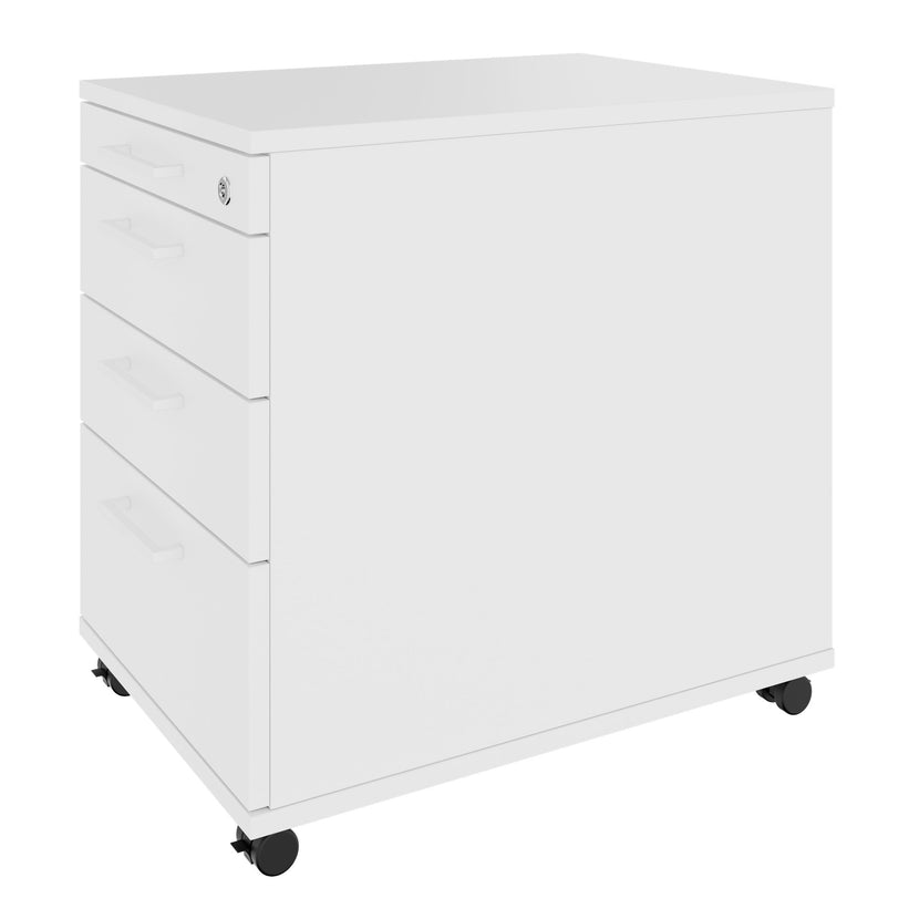 OPTIMA PRO Conteneur en rouleau | 3 tiroirs métalliques + 1 petites pièces, ferme douce, blanc