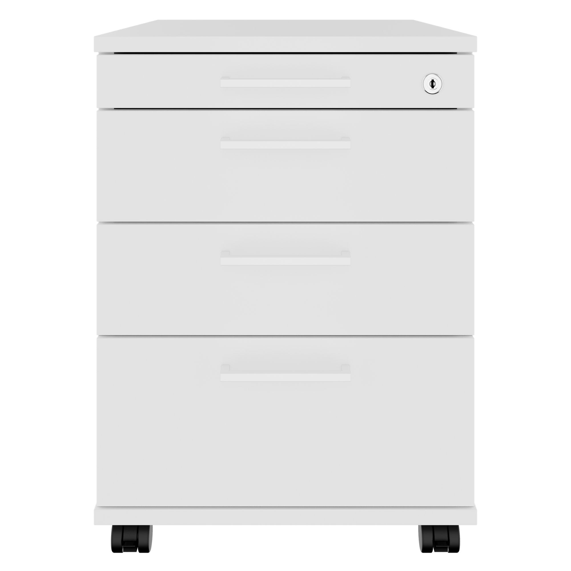 OPTIMA PRO Conteneur en rouleau | 3 tiroirs métalliques + 1 petites pièces, ferme douce, blanc