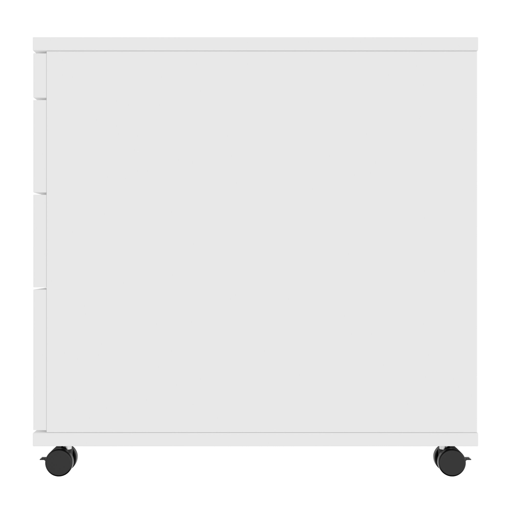 OPTIMA PRO Conteneur en rouleau | 3 tiroirs métalliques + 1 petites pièces, ferme douce, blanc