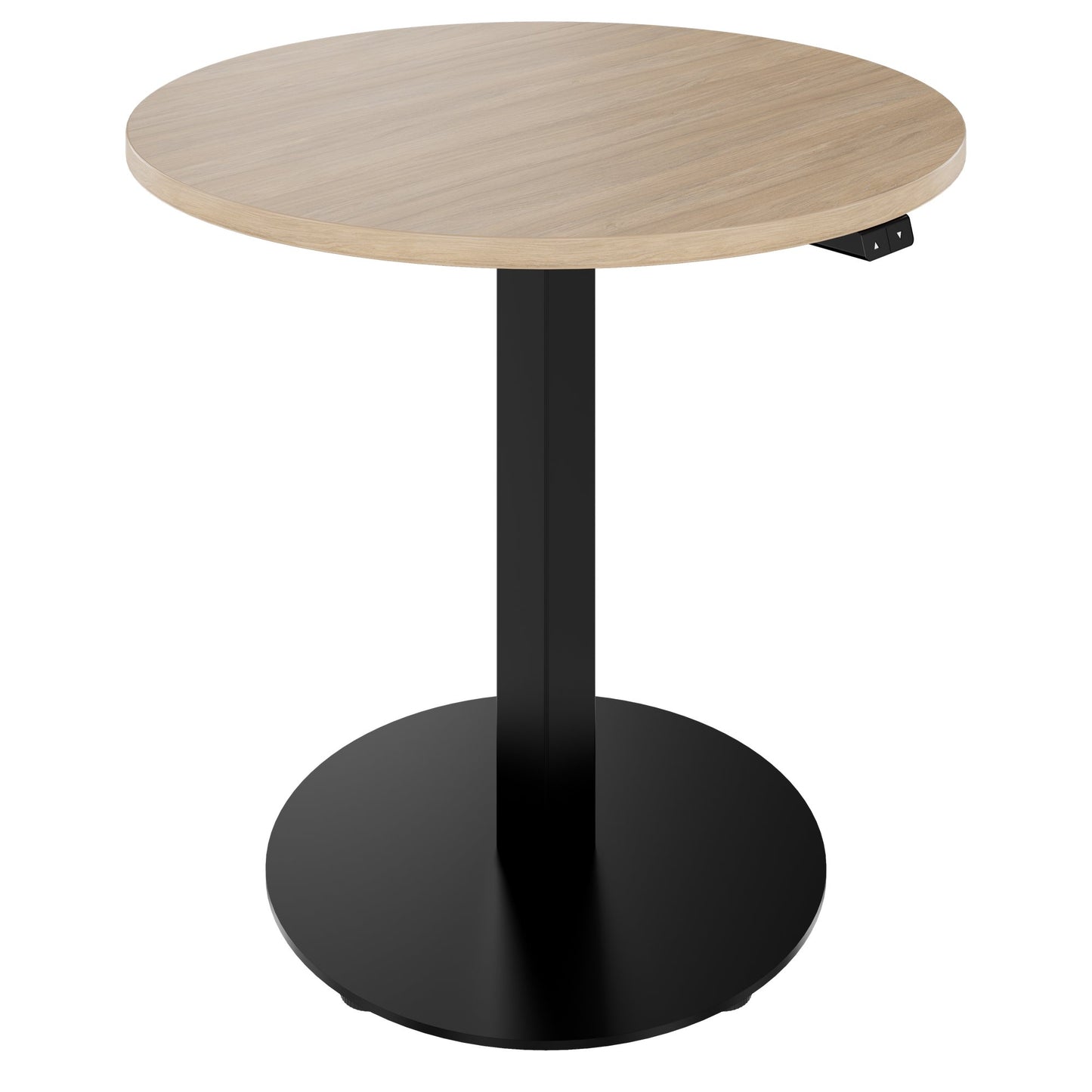 OPTIMA Up meeting table | Ø 800 mm, round, electrically height adjustable, amber oak