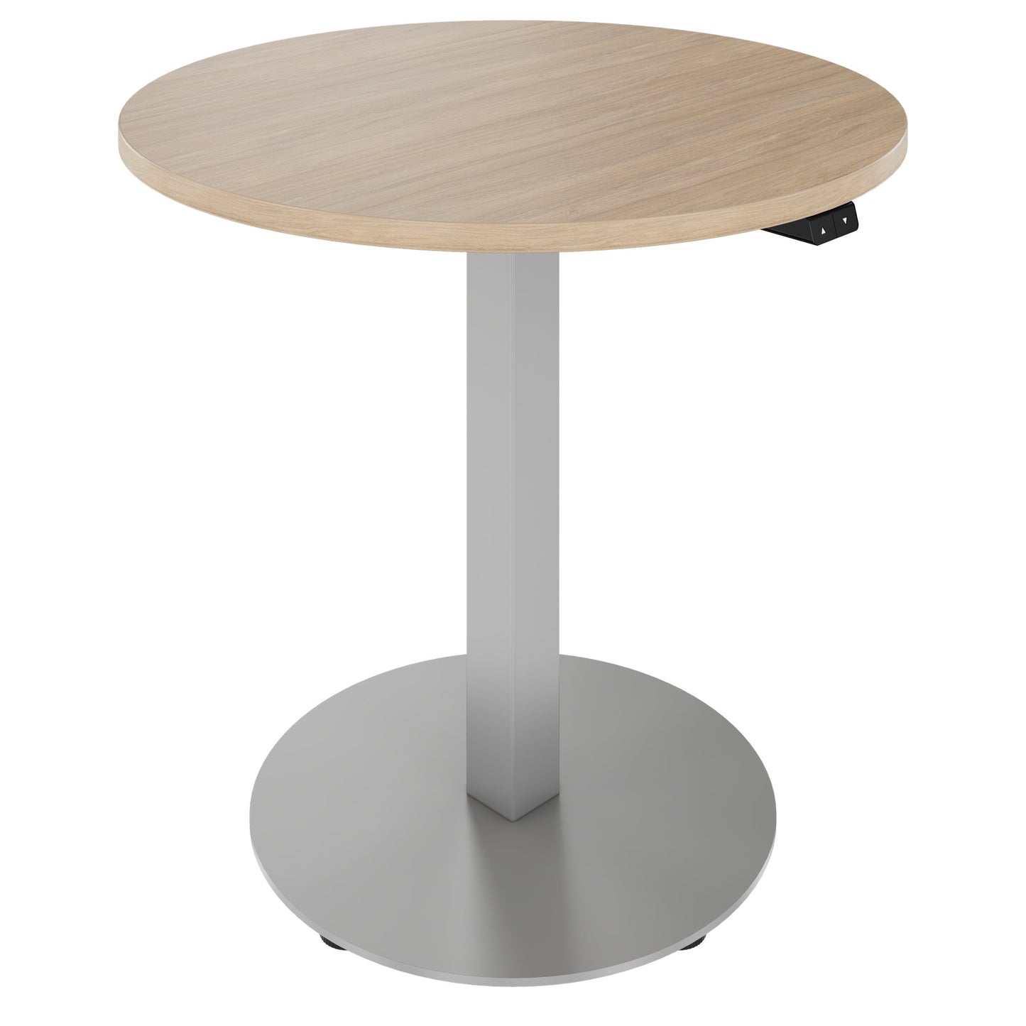 OPTIMA Up meeting table | Ø 800 mm, round, electrically height adjustable, amber oak