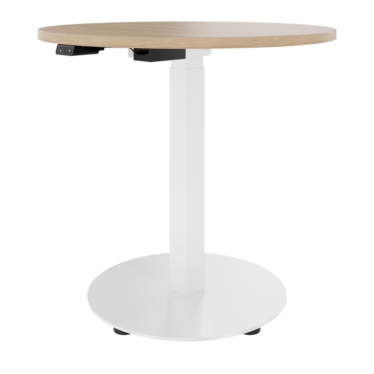 OPTIMA Up meeting table | Ø 800 mm, round, electrically height adjustable, amber oak