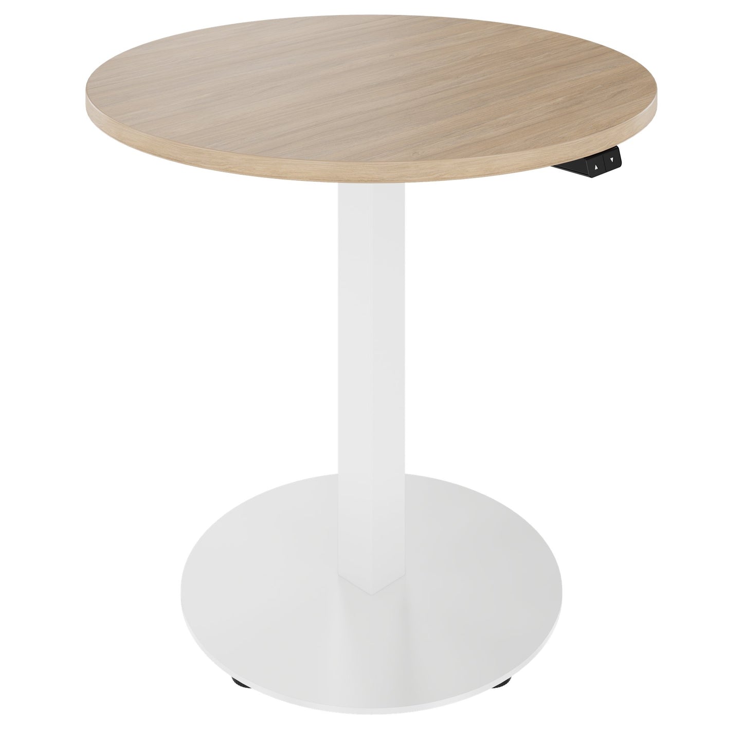 OPTIMA Up meeting table | Ø 800 mm, round, electrically height adjustable, amber oak