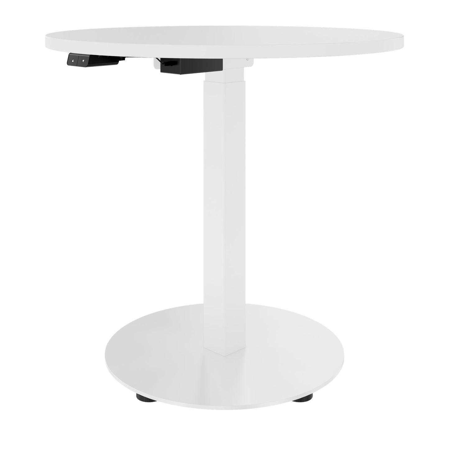 OPTIMA Table de la réunion vers le haut | Ø 800 mm, rond, réglable à hauteur électrique, blanc