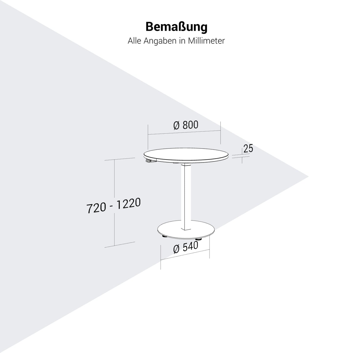 OPTIMA Table de la réunion vers le haut | Ø 800 mm, rond, réglable à hauteur électrique, blanc