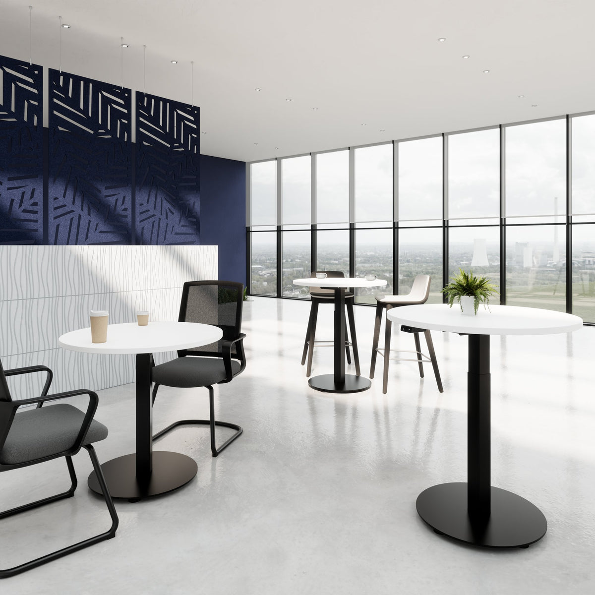 OPTIMA UP Meeting Table | Ø 800 mm, round, electrically height-adjustable, white  - 10 Lightbox Main Image