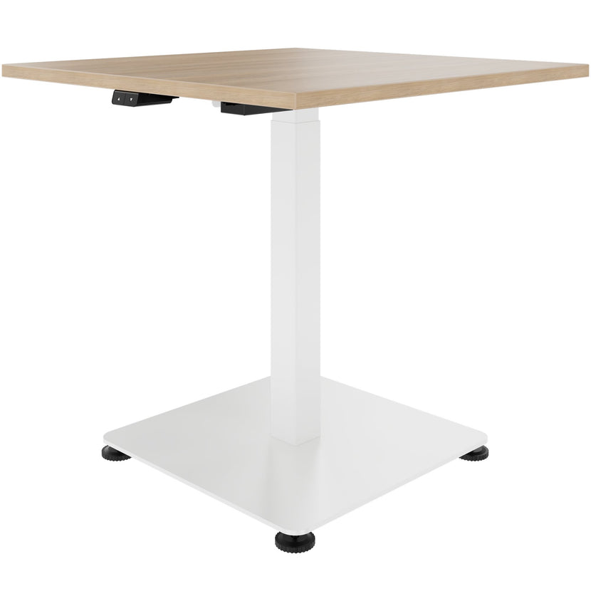 OPTIMA Tabella delle riunioni su | 800 x 800 mm, regolabile in altezza elettricamente, quercia ambra