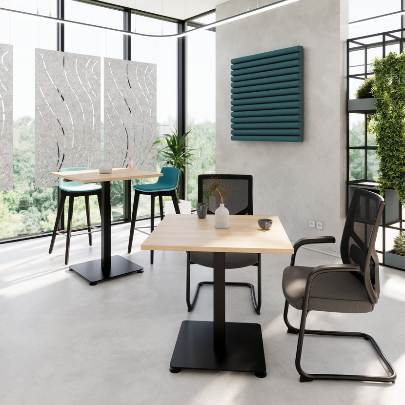 OPTIMA Tabella delle riunioni su | 800 x 800 mm, regolabile in altezza elettricamente, quercia ambra