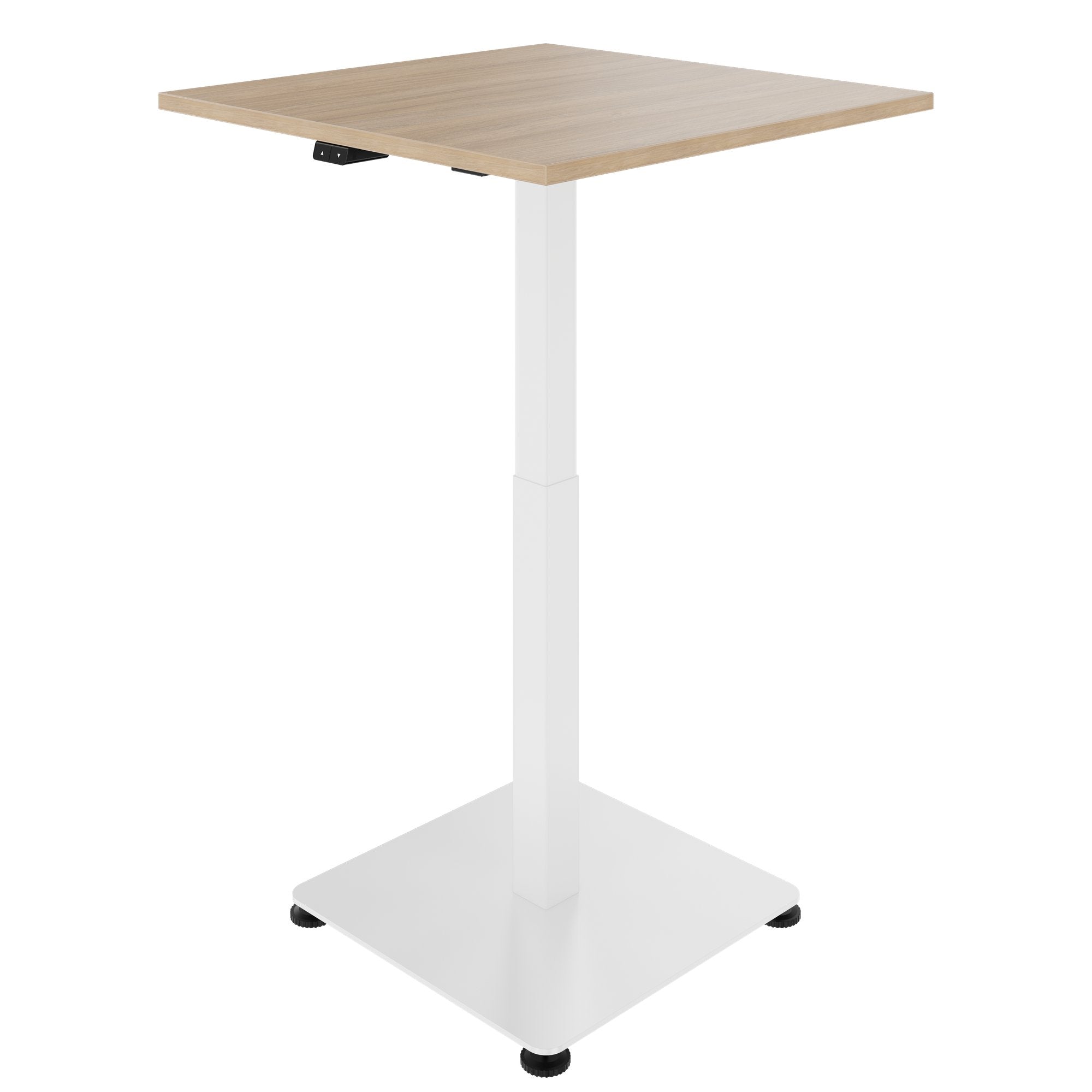 OPTIMA Tabella delle riunioni su | 800 x 800 mm, regolabile in altezza elettricamente, quercia ambra