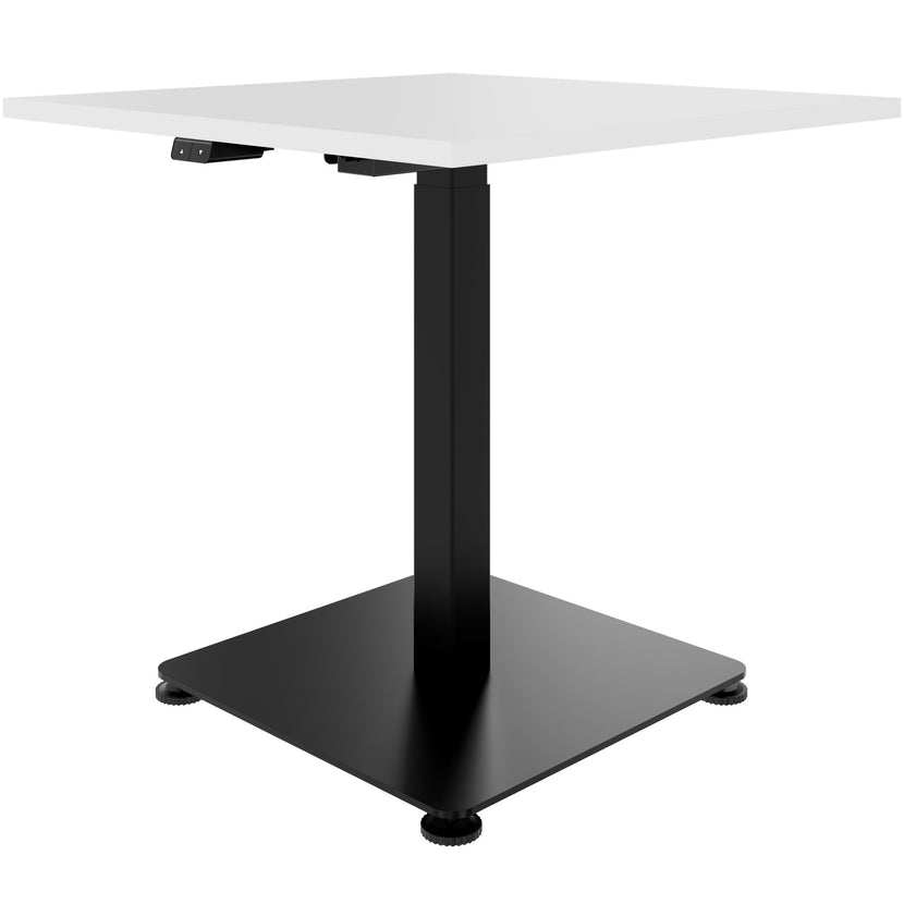 OPTIMA Tabella delle riunioni su | 800 x 800 mm, regolabile in altezza elettricamente, bianco