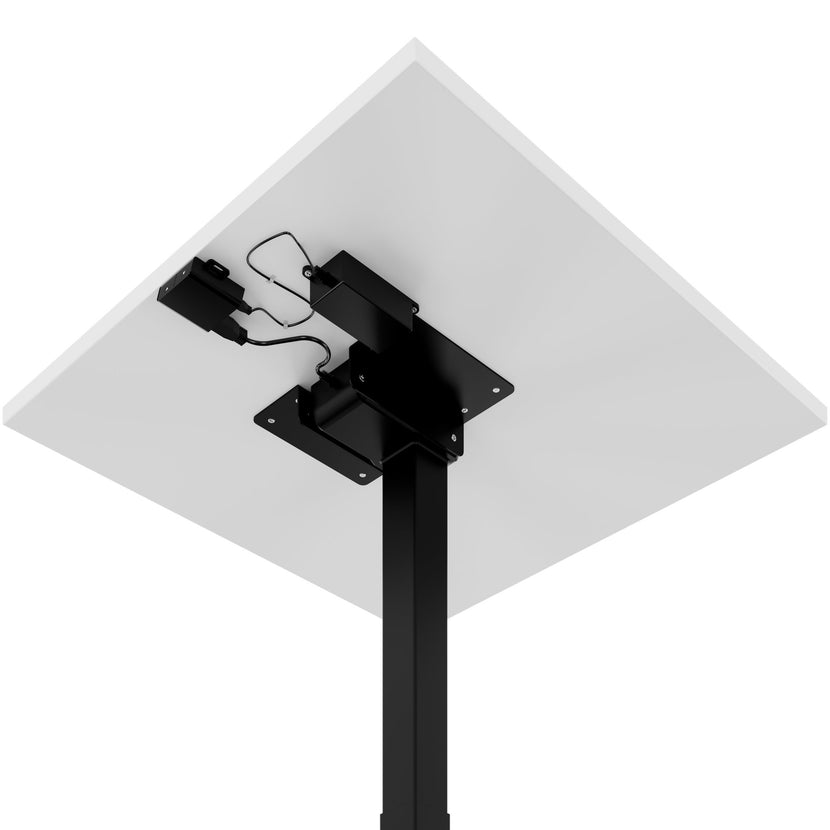 OPTIMA Tabella delle riunioni su | 800 x 800 mm, regolabile in altezza elettricamente, bianco