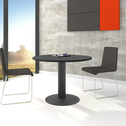 OPTIMA meeting table | Round, anthracite frame, Ø 1000 mm, anthracite