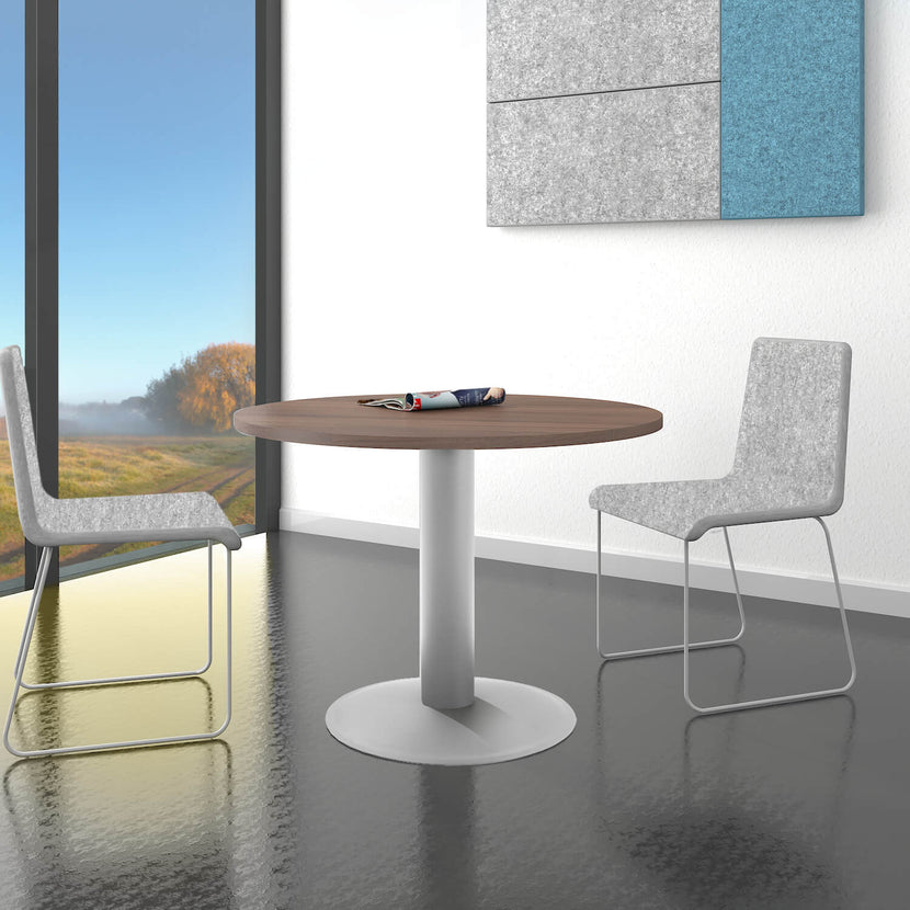 OPTIMA Tableau de réunion | Rond, cadre argent, Ø 1000 mm, noix