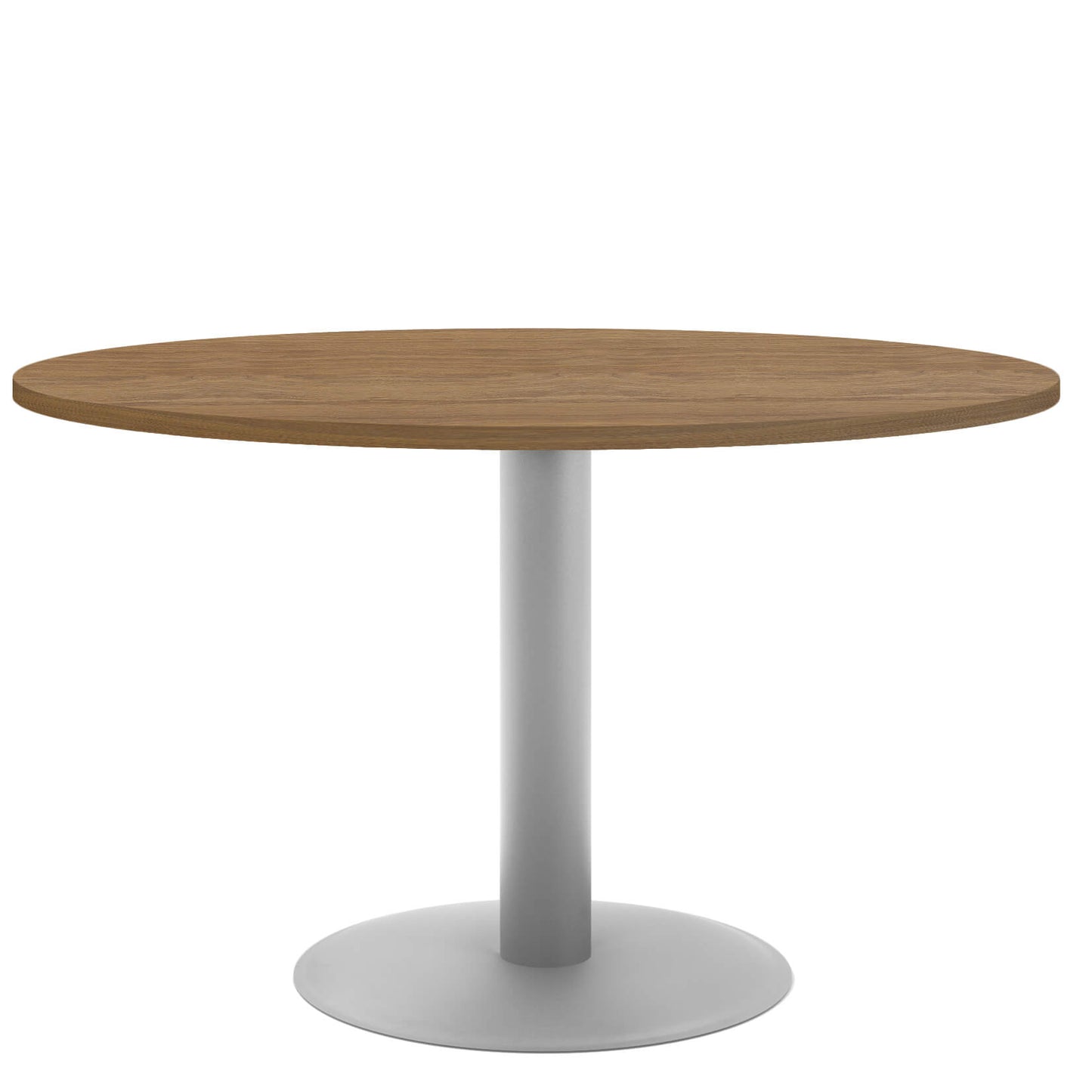 Table de réunion OPTIMA | Rond, cadre argenté, Ø 1200 mm, chêne ambré