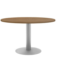 Table de réunion OPTIMA | Rond, cadre argenté, Ø 1200 mm, chêne ambré